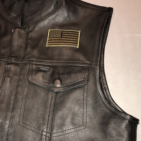 Street & Steel Redwood Leather Vest, XL, New with patches! - Picture 4 of 15